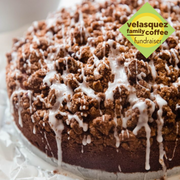 Maple Pecan Streusel coffee cake drizzled with frosting inspires this Autumn coffee flavor